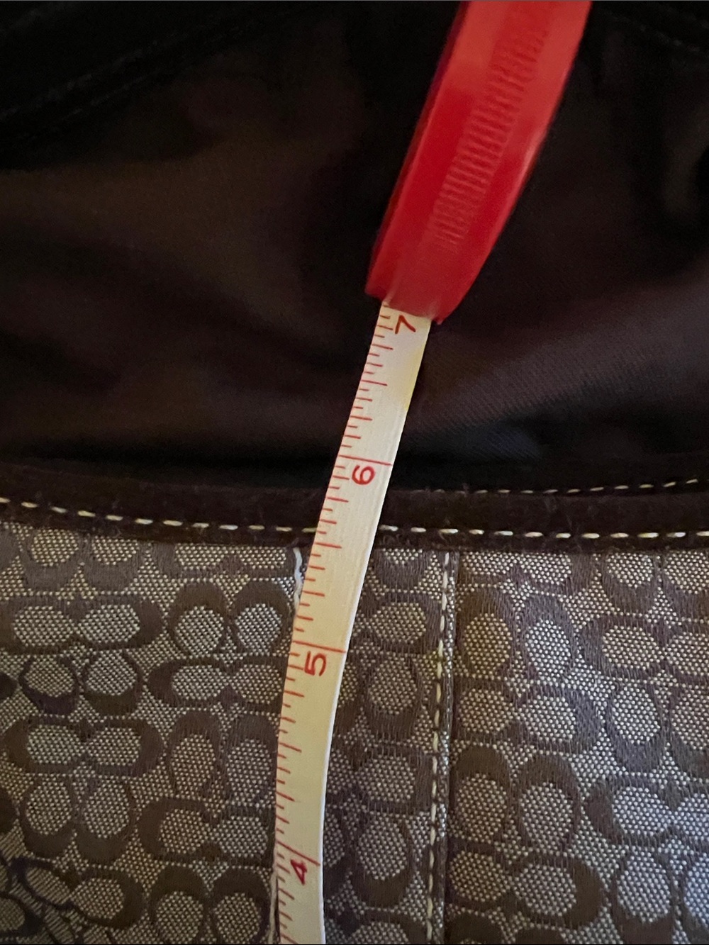 Coach Brown Signature Monogram Canvas Shoulder Bag with Dark Brown Trim - Picture 13 of 14